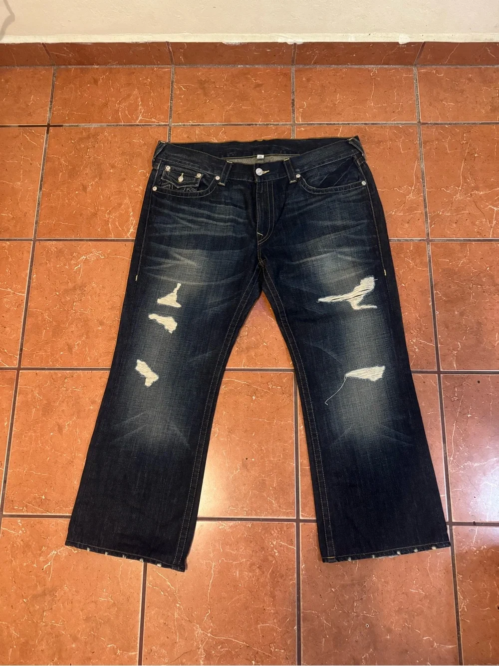 True Religion Men's Dark Blue Bootcut Jeans